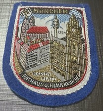 Marienplatz Munchen Munich Germany Souvenir Woven Blue Felt Patch Badge