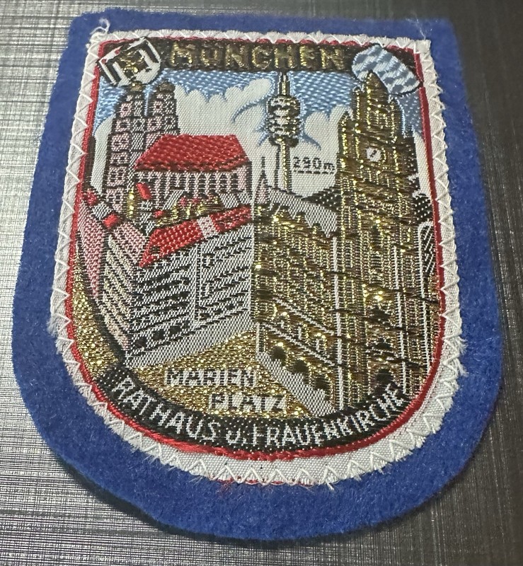 Marienplatz Munchen Munich Germany Souvenir Woven Blue Felt Patch Badge