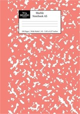 Marble Notebook A5: Coral Pink Marble Wide Ruled Journal Paperback or Softback 