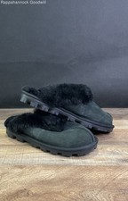 UGG Coquette Black Suede Sheepskin Fur Slide Slippers Women's Size 8