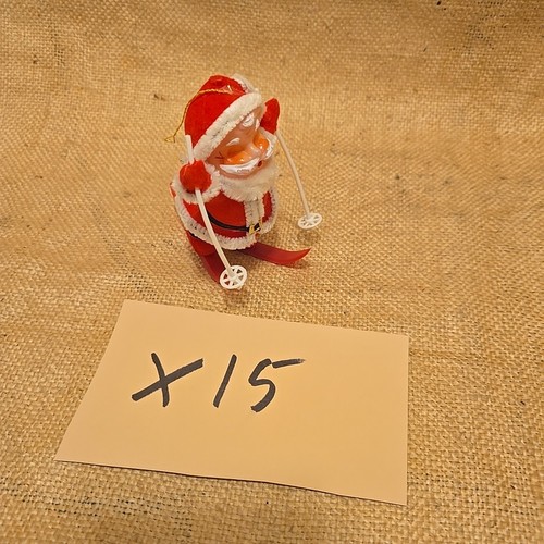 Lotto Ornamenti Vintage Plastica Sking Babbo Natale Velluto Abbigliamento Taiwan ROC - Foto 9 di 9