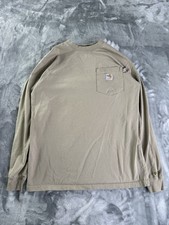 Carhartt Force FR Men's Long Sleeve T-Shirt Tan Size S Flame Resistant CAT 2