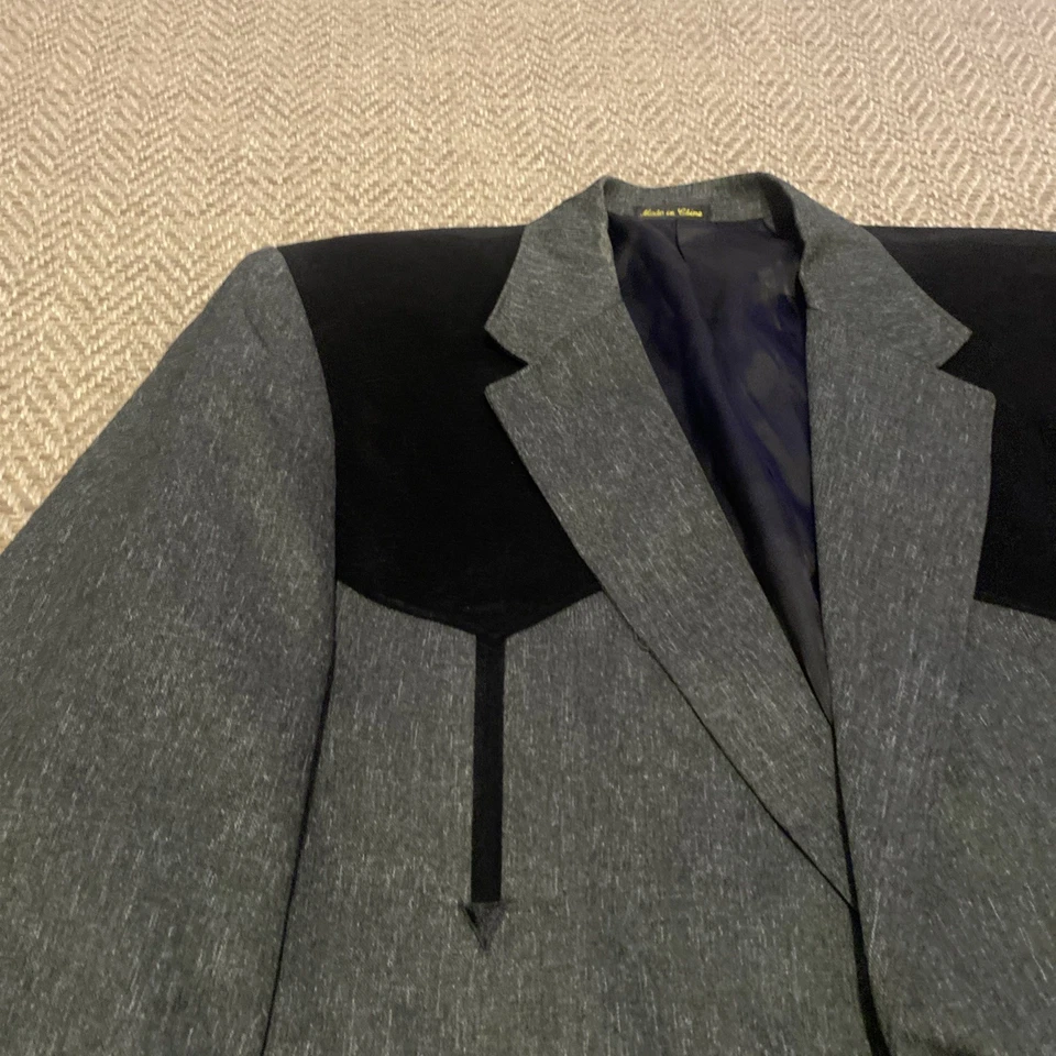 Circle S Texas Classic Cowboy Western Blazer Sport Coat Mens Size 52R Black/Gray - Image 2 of 4