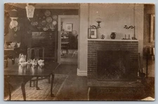 Vintage Black & White Interior Postcard Early 20th Century Home