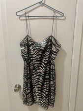 Black and Silver Sequin Cocktail Dress Aidan Mattox Size 14