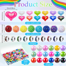 300 Pcs Focal Beads for Pens AB Color Acrylic 3D Focal Colorful Beads Bulk Ro...