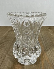 Elegant  Vintage Crystal Mini Bud Vase 4 Inches  Sawtooth Rim Ornate