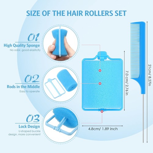Rodillos de pelo esponja de espuma Jumbo Syhood 12 piezas 1,89 pulgadas suave para dormir C - Imagen 2 de 6