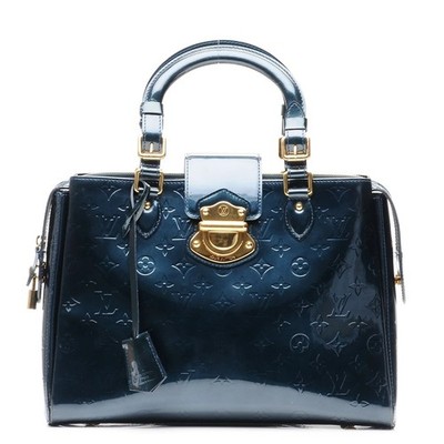 RARE Louis Vuitton Melrose Bleu Nuit Monogram Vernis Leather Handbag.  LARGE.