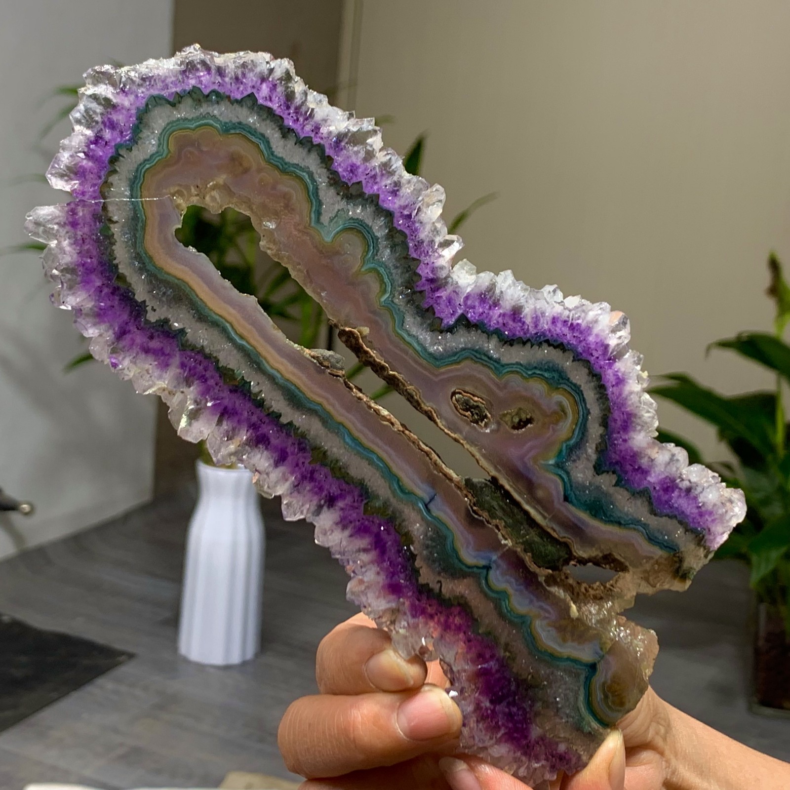 200G Natural high-quality Amethyst agate quartz cluster slice crystal mineral