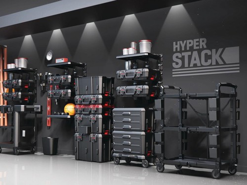 Hyper Stack Heavy Duty 3PC Modular Rolling Toolbox System Rolling Tool Box Black - Picture 11 of 12