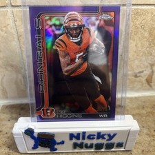 2025 Topps Chrome Tee Higgins True Purple Refractor 36/75 Bengals Sp Ssp