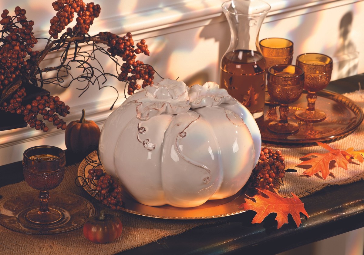 White Ceramic Pumpkin, 8