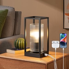 EDISHINE Touch Control Table Lamp with Dual USB Ports - Dimmable, Bulb Included