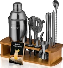KITESSENSU Cocktail Shaker Set Bartender 17pieces-Black, Black Cobbler - 15 