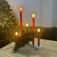 VTG Noma 5 Lite Candolier Halo Candlabra With Poinsettia - Working