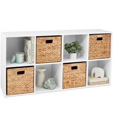 8-Cube Storage Organizer Bookcase Display Shelf 11in Opening White Customizable