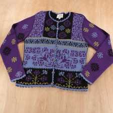 ALPACA IMPORTS acrylic wool hand made nordic cardigan sweater MEDIUM tag