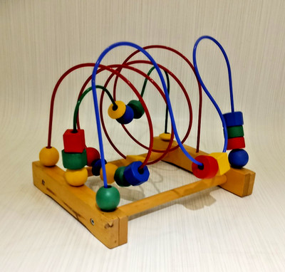 IKEA MULA Wooden Bead Maze Roller Coaster Toy 1999 Developmental Toddler Puzzle