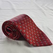 Stafford Necktie Red Black Gold Silver Geometric Silk Made in USA