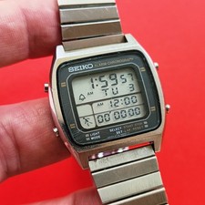 Seiko Running Man Watch Vintage LCD Alarm Chronograph Bracelet A714-5009 Rare