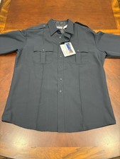 Blauer 8600-Z Men 17.5 34-35 Uniform Shirt LS Zippered Dark Navy Polyester NWT