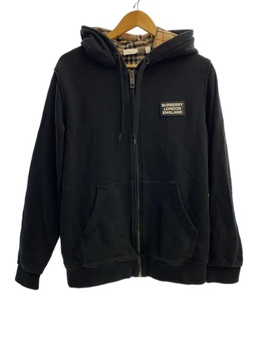 Felpa con cappuccio e zip BURBERRY M cotone nero LONDRA ENGLAND usata