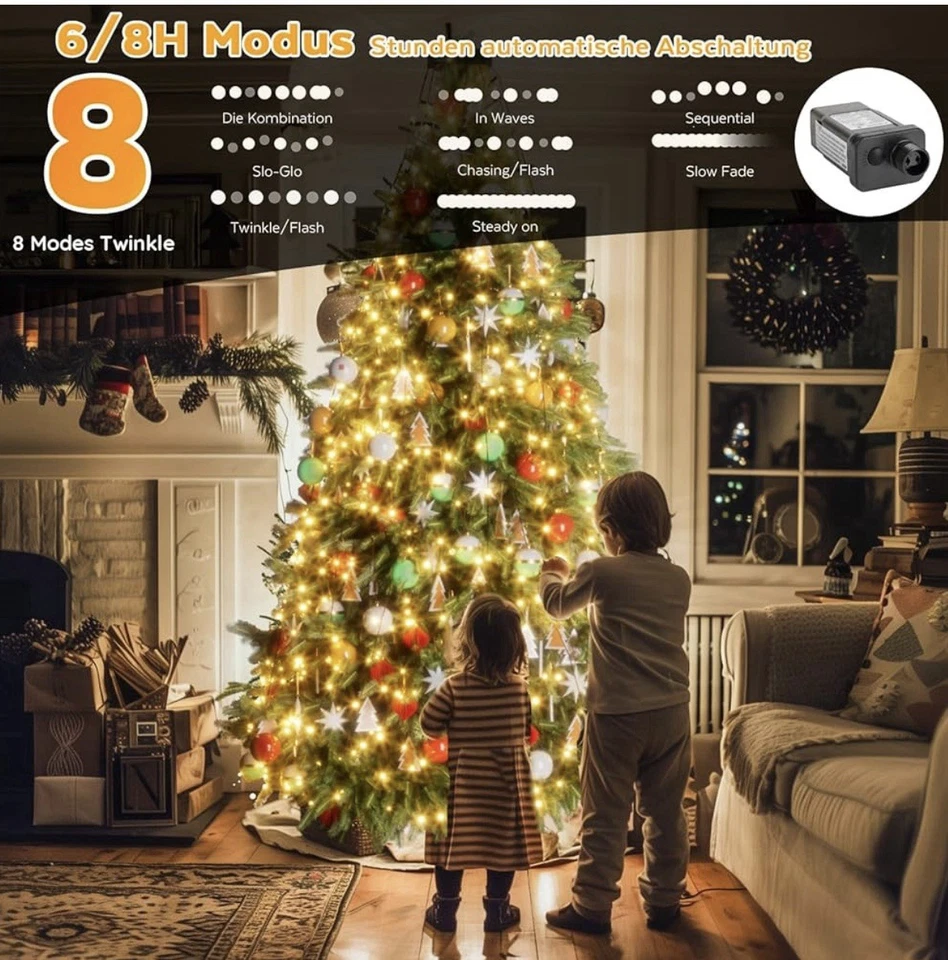 Cadena de luces LED 400 8,2 pies x 16, luces centelleantes en cascada (blanco cálido) Foto 2 de 4