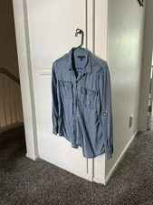 Banana Republic Dillon Classic Fit Blue Jean Denim Button Down Women's Medium M