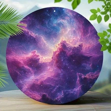 1pc 7.87-Inch Round Aluminum Wall Art - Vintage Starry Night & Nebula Metal Deco
