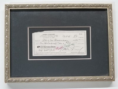 Barbra Streisand SIGNED Matted & Framed Personal Check JSA LOA Autographed RARE