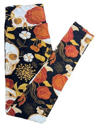 New LuLaRoe Skull & Roses Black Background Rare Unicorn Print Size OS (2-10)