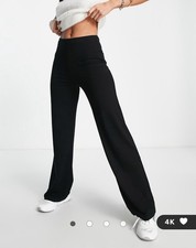 ASOS Design Black Wide Leg Jersey Knit High Rise Pull On Pants Sz 10 NWT