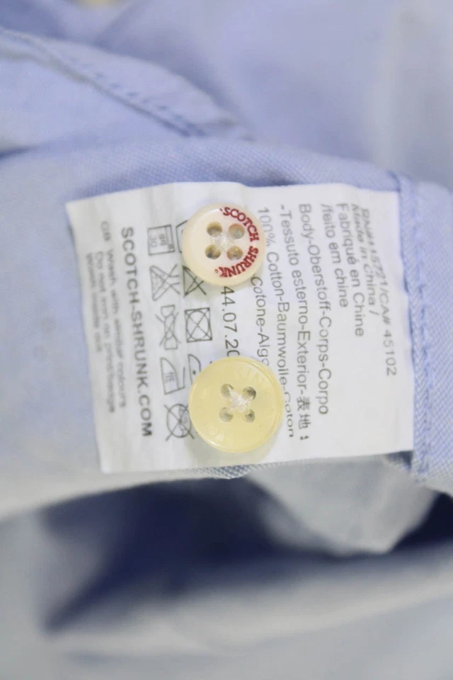 Camisa escocesa encogida con cuello de retazos de algodón azul talla 8 para niños Foto 4 de 4