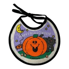 Vintage 1994 Playskool Happy Halloween Baby Bib Cloth Vinyl Jack O' Lantern