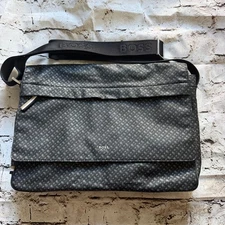 New Authentic Hugo Boss Byron Logo Large Leather Briefcase Messenger Bag
