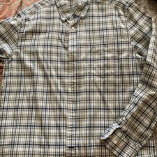 Men  s Plaid Nautica Button Down Dress Shirt Long Sleeve Size Large Pocket