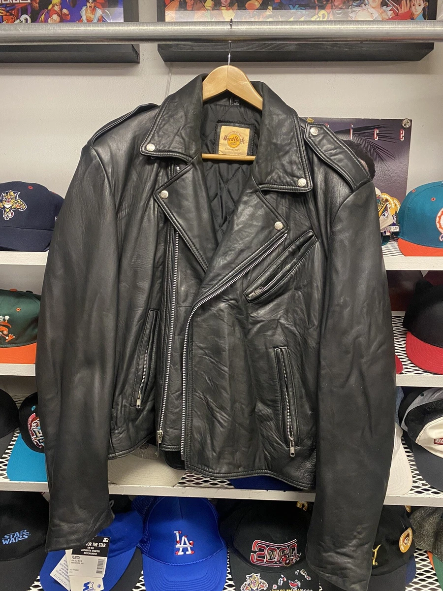 Vintage Hard Rock Cafe Orlando Sz L Leather Biker Jacket