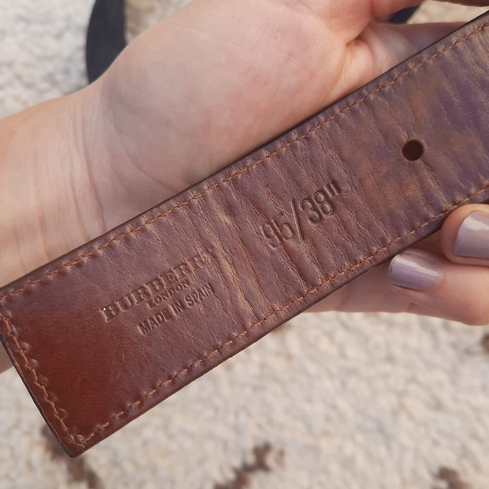 Cinturón de cuero marrón Burberrys Nova Check vintage auténtico Burberry talla 95/38"" Foto 4 de 4