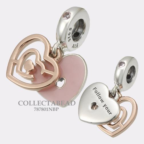 Authentic Pandora Sterling Silver ROSE™ Path to Love Dangle Heart Bead 787801NBP