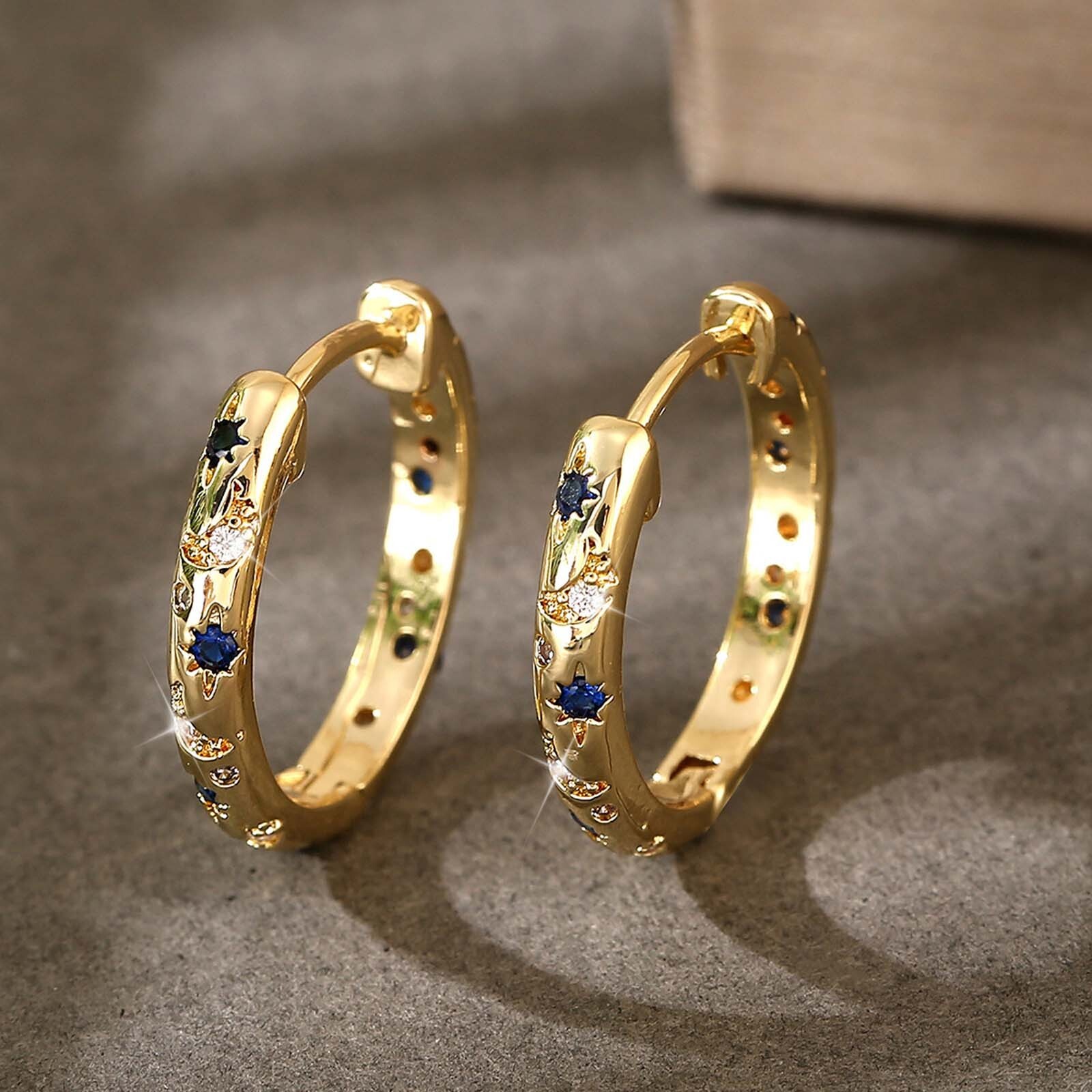 Hoop Earrings  For Women U Shaped Hoop Earrings Colorful Cubic Zirconia Gift-image