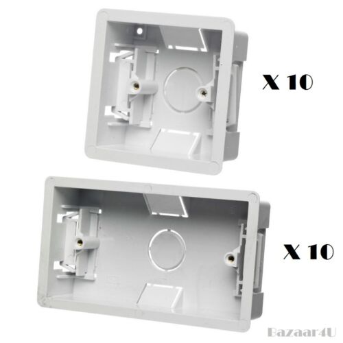 Dry lining flush pattress wall gang boxes 13 amp socket Single OR Double 10 pack - 第 1/5 張圖片