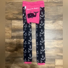 Lazy One leggings beach bum bottoms whale anchor graphic size 4T cute cozy