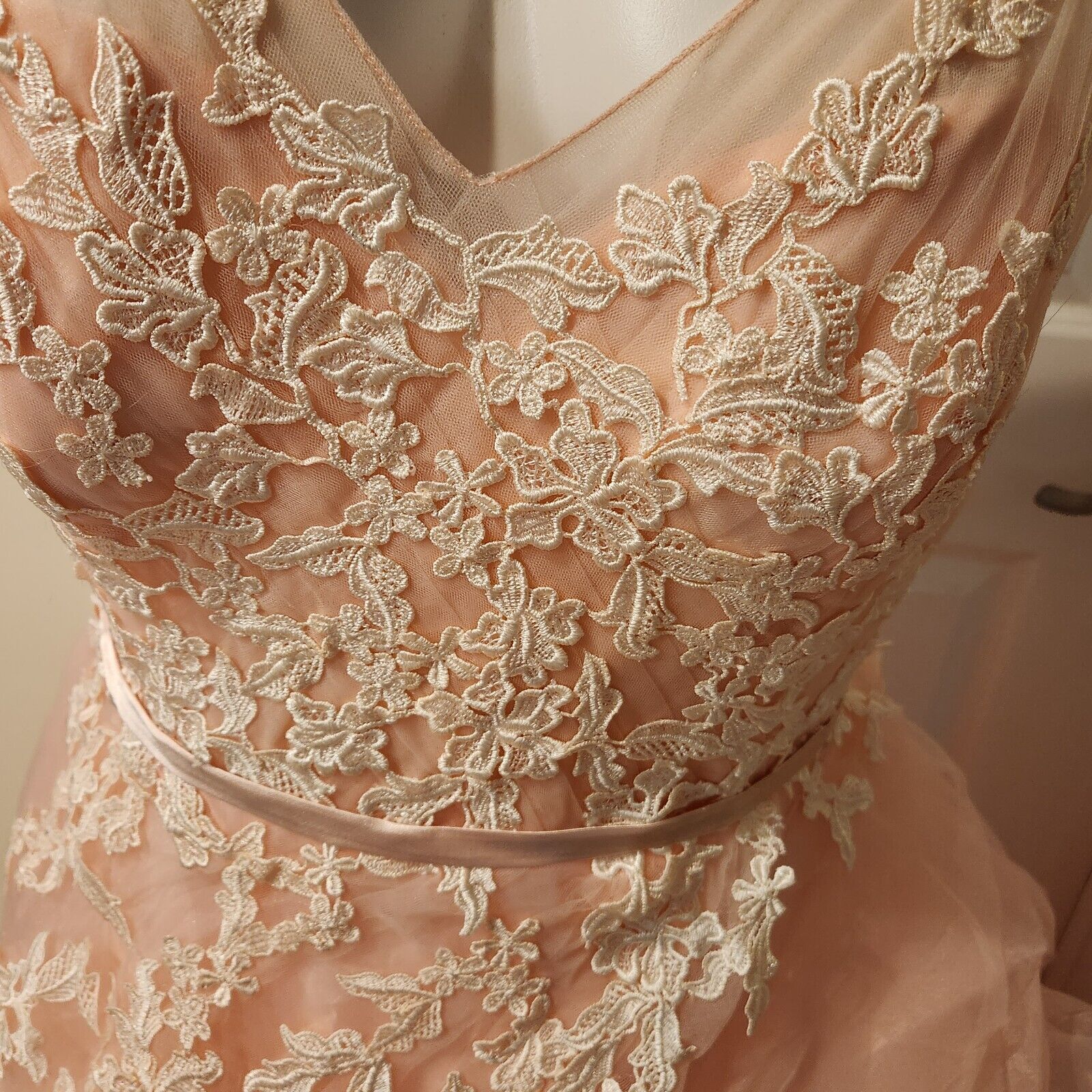 Pink Wedding Dress Size Large - image 8