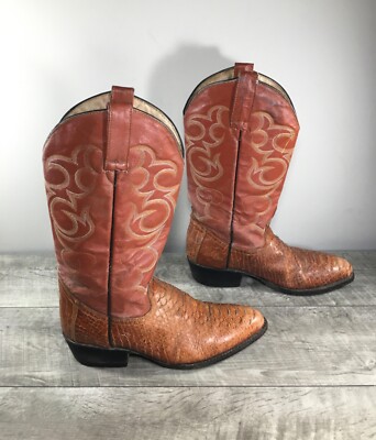 Grano De Oro Leather Cowboy Western 2-Tone Brown Pull On Mens Boots Size 8