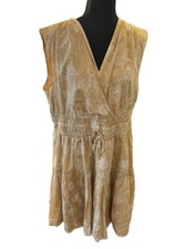 Tommy Hilfiger Women’s Ruffle Tan Tencel Floral Dress Size 16 Sleeveless New