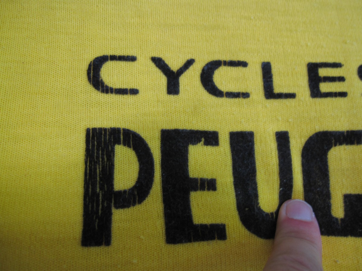 Maillot Cycliste Vintage Peugeot Cycles – Années 70, Acrylique Jaune, Taille XS