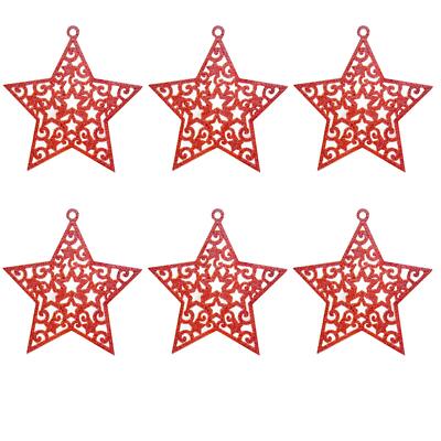 Glitzer Christbaumschmuck 6er Set Sterne - rot