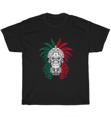 Warrior Skull Aztec Mexican Ancestors Mexico Roots T-Shirt Unisex Tee Gift NEW
