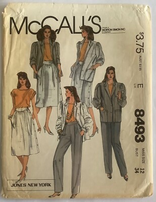 McCall s 8493 Schnittmuster ungeschnitten 80er Jahre Jacke, Top, Hose, Rock - 12